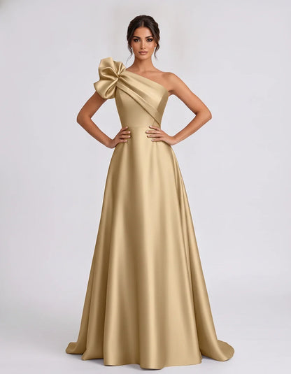 Satin Sleeveless One-Shoulder A-Line Maxi Dress for Party, Cocktail, Evening, Wedding Guest, Summer Formal Events, front view | SKU: VMD-583920174628451-CHAMPAGNE-L,VMD-583920174628451-CHAMPAGNE-M,VMD-583920174628451-CHAMPAGNE-S,VMD-583920174628451-CHAMPAGNE-XL,VMD-583920174628451-CHAMPAGNE-XS