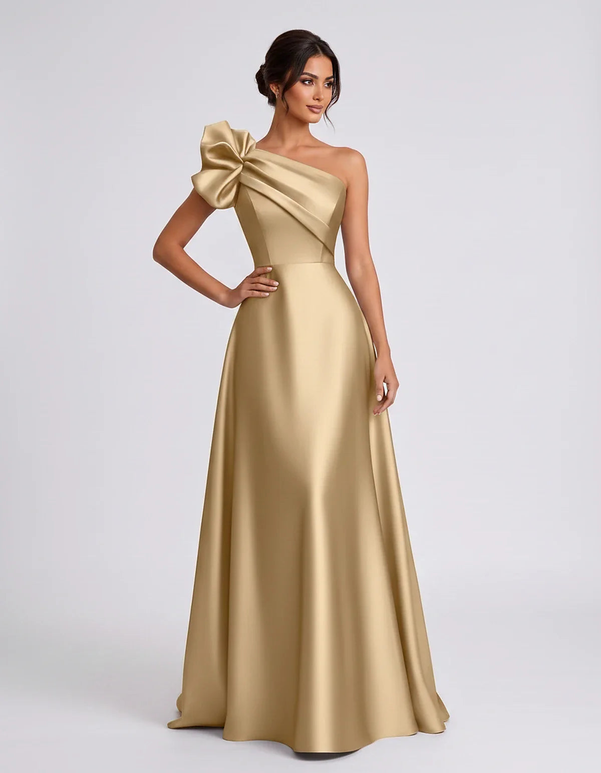 Satin Sleeveless One-Shoulder A-Line Maxi Dress for Party, Cocktail, Evening, Wedding Guest, Summer Formal Events, front view | SKU: VMD-583920174628451-CHAMPAGNE-L,VMD-583920174628451-CHAMPAGNE-M,VMD-583920174628451-CHAMPAGNE-S,VMD-583920174628451-CHAMPAGNE-XL,VMD-583920174628451-CHAMPAGNE-XS