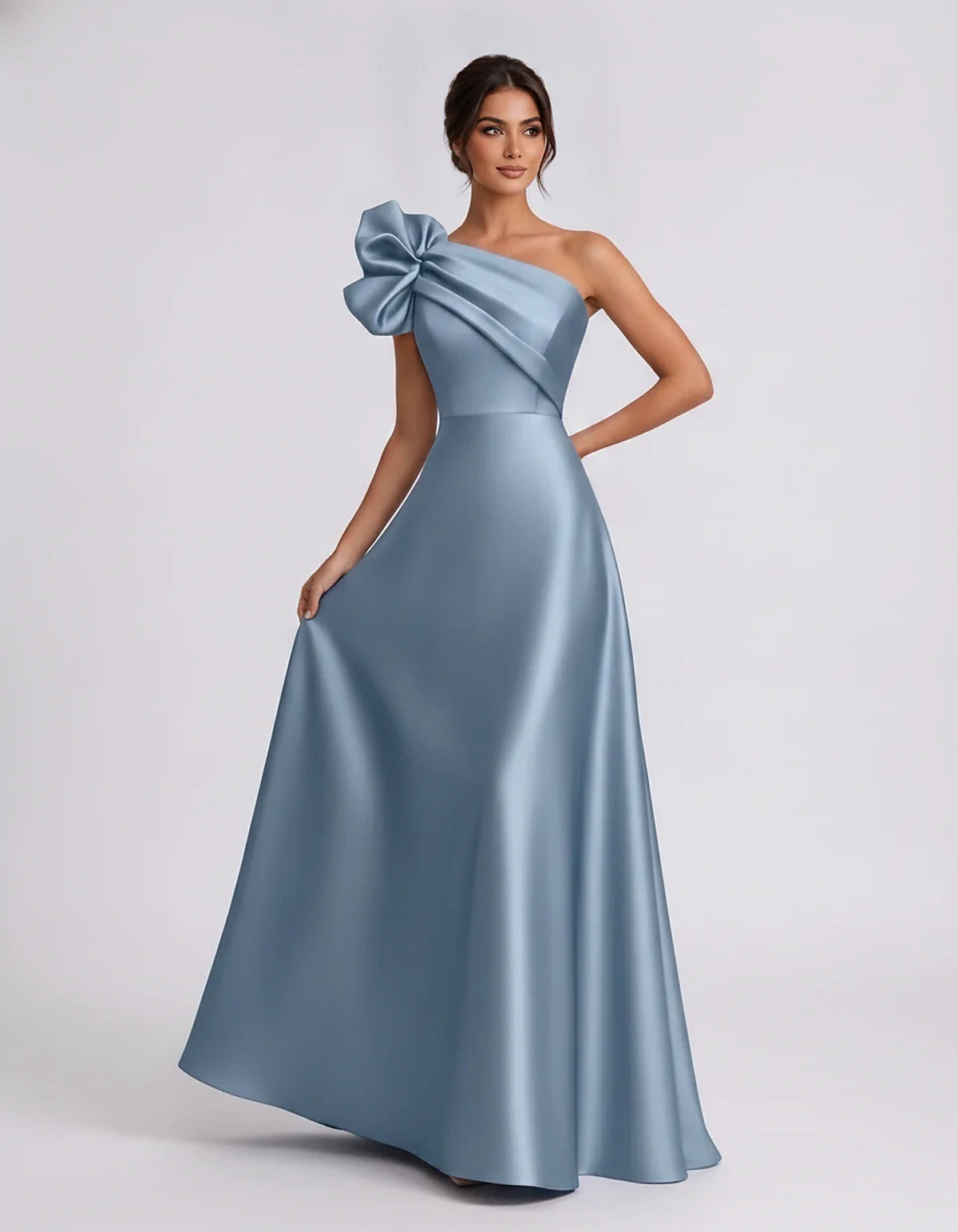 Satin Sleeveless One-Shoulder A-Line Maxi Dress for Party, Cocktail, Evening, Wedding Guest, Summer Formal Events, front view | SKU: VMD-583920174628451-DUSTYBLUE-L,VMD-583920174628451-DUSTYBLUE-M,VMD-583920174628451-DUSTYBLUE-S,VMD-583920174628451-DUSTYBLUE-XL,VMD-583920174628451-DUSTYBLUE-XS