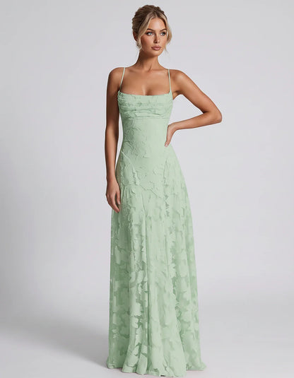 Floral Jacquard Spaghetti Strap Square Neck A-Line Maxi Dress for Party, Cocktail, Evening, Wedding Guest & Summer Events, fr | SKU: VMD-582741963085214-MINT-L,VMD-582741963085214-MINT-M,VMD-582741963085214-MINT-S,VMD-582741963085214-MINT-XL,VMD-582741963085214-MINT-XS