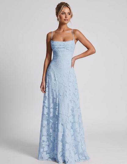 Floral Jacquard Spaghetti Strap Square Neck A-Line Maxi Dress for Party, Cocktail, Evening, Wedding Guest & Summer Events, fr | SKU: VMD-582741963085214-LIGHTBLUE-L,VMD-582741963085214-LIGHTBLUE-M,VMD-582741963085214-LIGHTBLUE-S,VMD-582741963085214-LIGHTBLUE-XL,VMD-582741963085214-LIGHTBLUE-XS