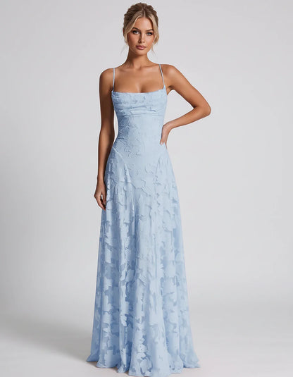 Floral Jacquard Spaghetti Strap Square Neck A-Line Maxi Dress for Party, Cocktail, Evening, Wedding Guest & Summer Events, fr | SKU: VMD-582741963085214-LIGHTBLUE-L,VMD-582741963085214-LIGHTBLUE-M,VMD-582741963085214-LIGHTBLUE-S,VMD-582741963085214-LIGHTBLUE-XL,VMD-582741963085214-LIGHTBLUE-XS