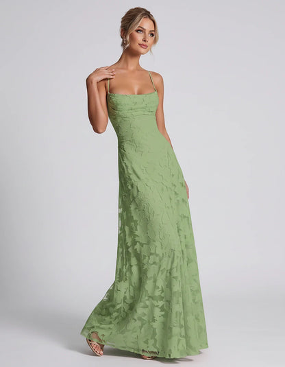 Floral Jacquard Spaghetti Strap Square Neck A-Line Maxi Dress for Party, Cocktail, Evening, Wedding Guest & Summer Events, fr | SKU: VMD-582741963085214-SAGE-L,VMD-582741963085214-SAGE-M,VMD-582741963085214-SAGE-S,VMD-582741963085214-SAGE-XL,VMD-582741963085214-SAGE-XS