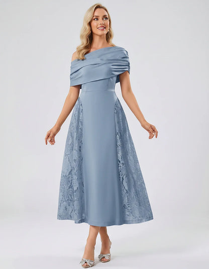 Satin Short Sleeve Off-Shoulder A-Line Midi Dress for Party, Cocktail, Evening, Wedding Guest, Summer Events & Formal Occasio | SKU: VMD-582714963852741-DUSTYBLUE-L,VMD-582714963852741-DUSTYBLUE-M,VMD-582714963852741-DUSTYBLUE-S,VMD-582714963852741-DUSTYBLUE-XL,VMD-582714963852741-DUSTYBLUE-XS