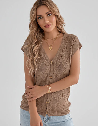 White,beige,brown,gray,black,orange,red,pink Linen Cardigan, front view | Ramblion | SKU: VC-482731564-BROWN-L,VC-482731564-BROWN-M,VC-482731564-BROWN-S,VC-482731564-BROWN-XL,VC-482731564-BROWN-XS