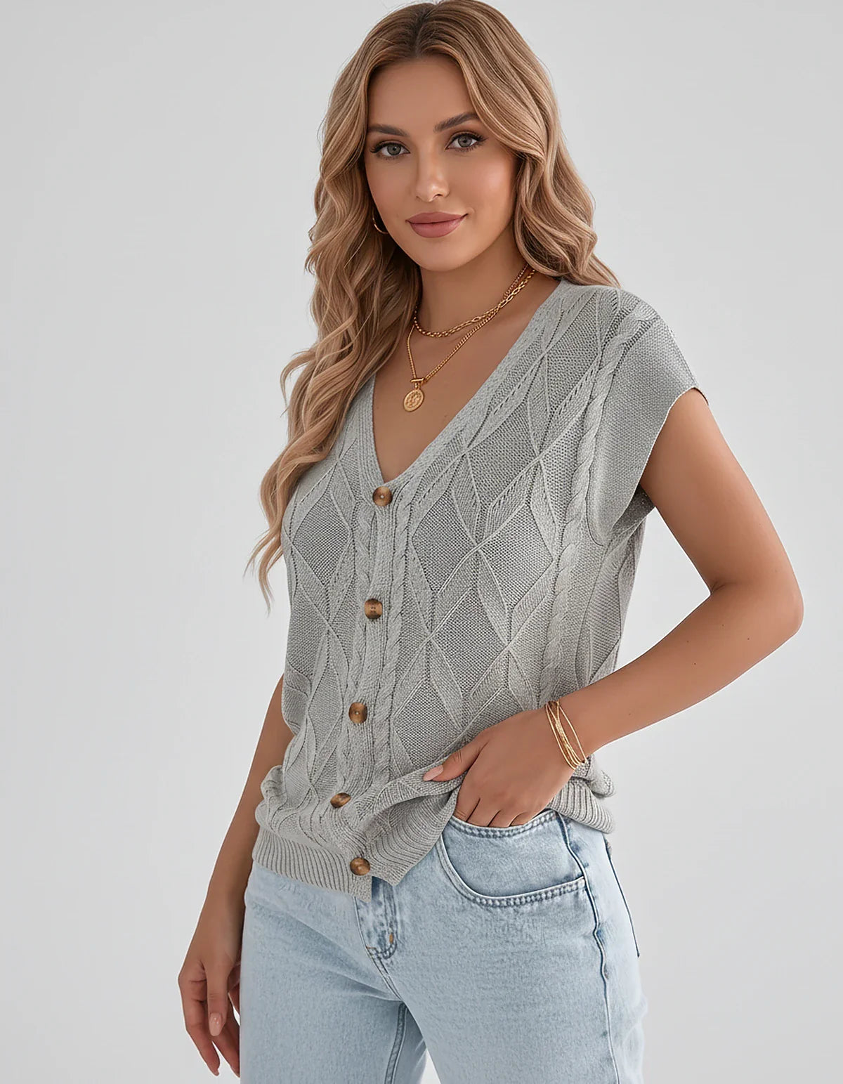 White,beige,brown,gray,black,orange,red,pink Linen Cardigan, front view | Ramblion | SKU: VC-482731564-GRAY-L,VC-482731564-GRAY-M,VC-482731564-GRAY-S,VC-482731564-GRAY-XL,VC-482731564-GRAY-XS