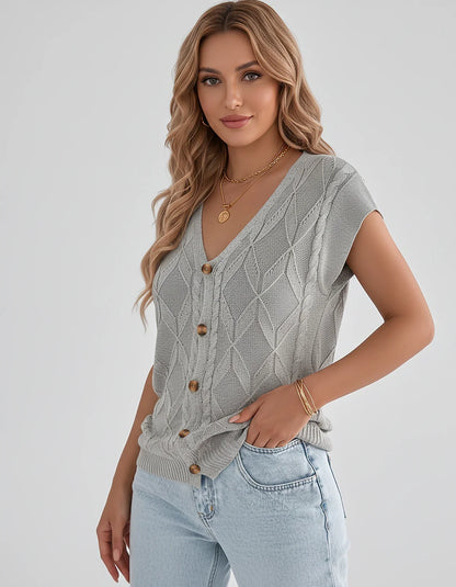 White,beige,brown,gray,black,orange,red,pink Linen Cardigan, front view | Ramblion | SKU: VC-482731564-GRAY-L,VC-482731564-GRAY-M,VC-482731564-GRAY-S,VC-482731564-GRAY-XL,VC-482731564-GRAY-XS