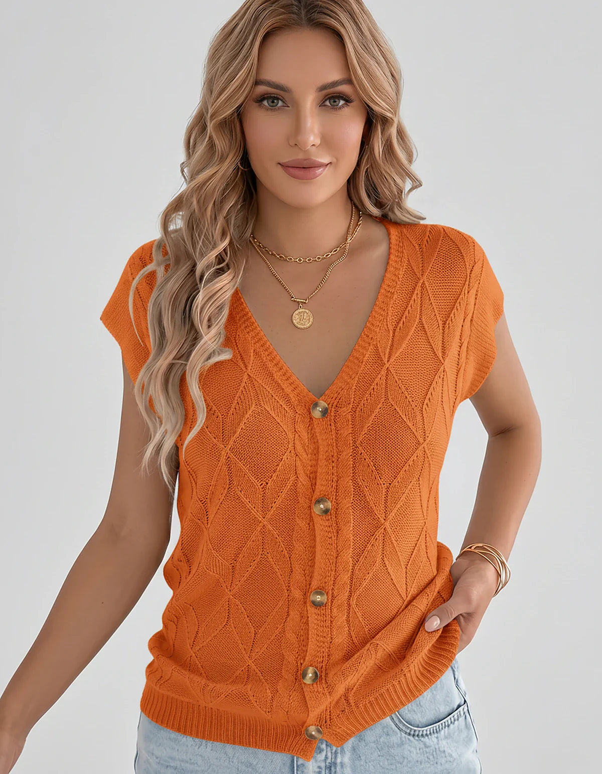 White,beige,brown,gray,black,orange,red,pink Linen Cardigan, front view | Ramblion