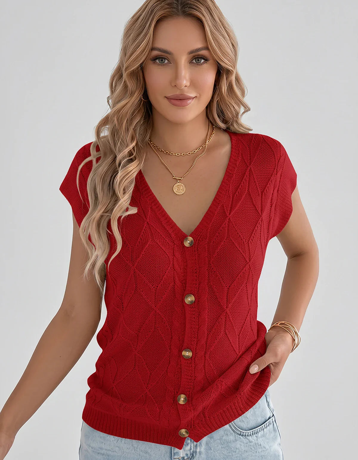 White,beige,brown,gray,black,orange,red,pink Linen Cardigan, front view | Ramblion