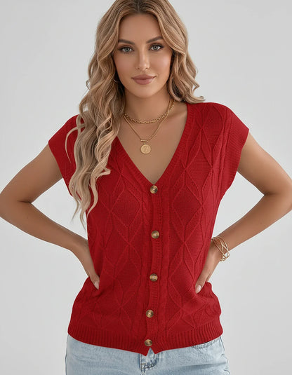 White,beige,brown,gray,black,orange,red,pink Linen Cardigan, front view | Ramblion | SKU: VC-482731564-RED-L,VC-482731564-RED-M,VC-482731564-RED-S,VC-482731564-RED-XL,VC-482731564-RED-XS