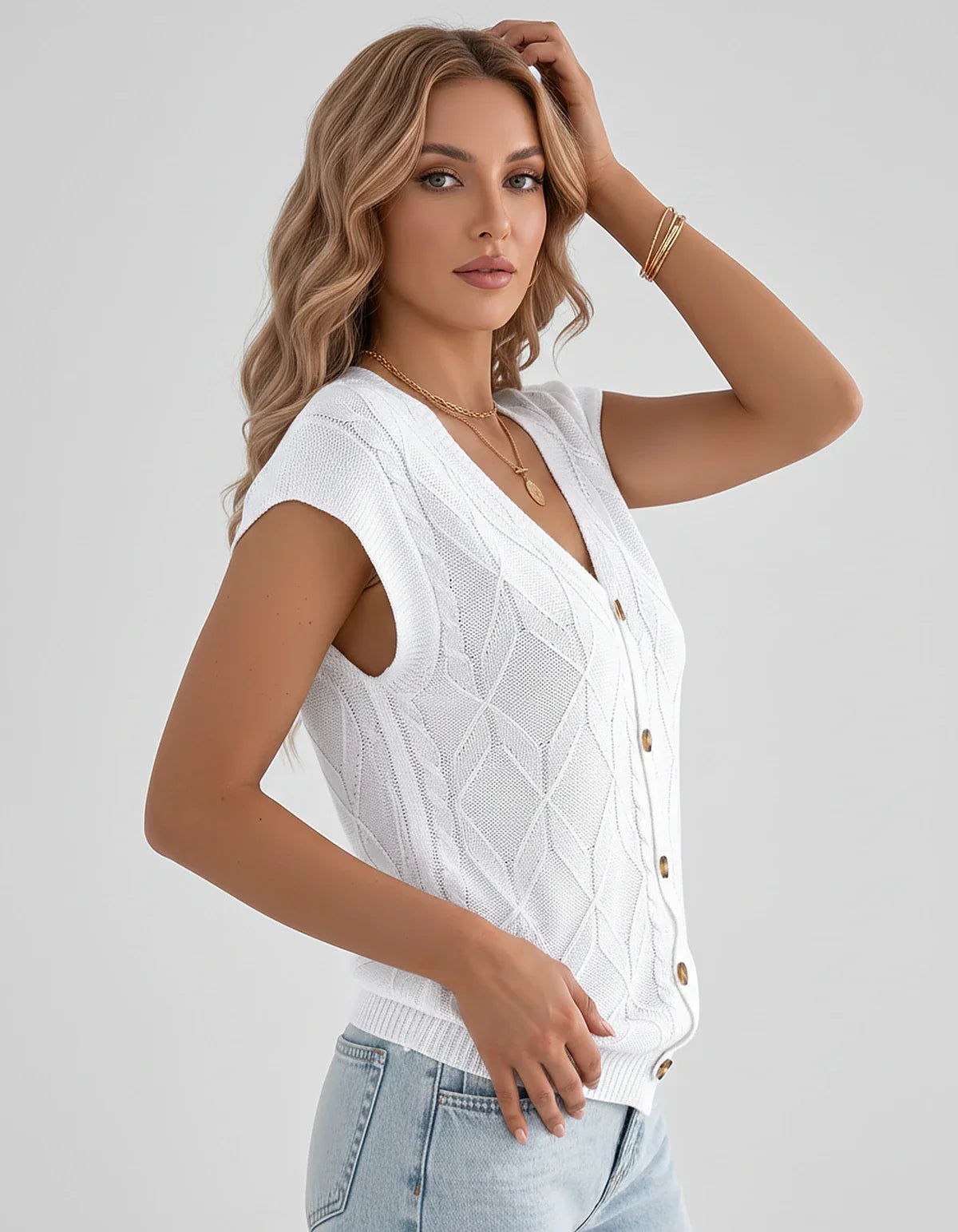 White,beige,brown,gray,black,orange,red,pink Linen Cardigan, side view | Ramblion | SKU: VC-482731564-GRAY-L,VC-482731564-GRAY-M,VC-482731564-GRAY-S,VC-482731564-GRAY-XL,VC-482731564-GRAY-XS