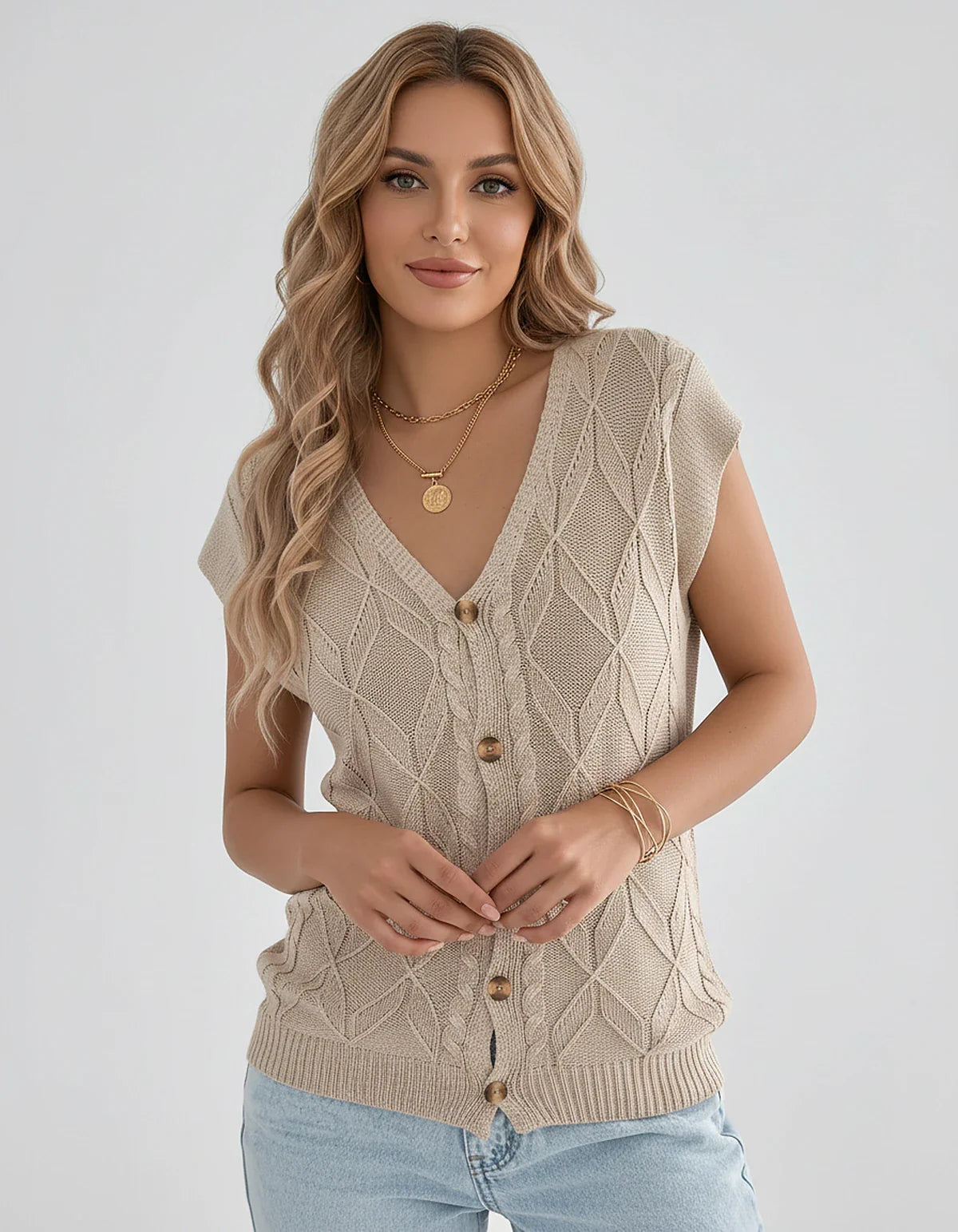 White,beige,brown,gray,black,orange,red,pink Linen Cardigan, front view | Ramblion | SKU: VC-482731564-BEIGE-L,VC-482731564-BEIGE-M,VC-482731564-BEIGE-S,VC-482731564-BEIGE-XL,VC-482731564-BEIGE-XS