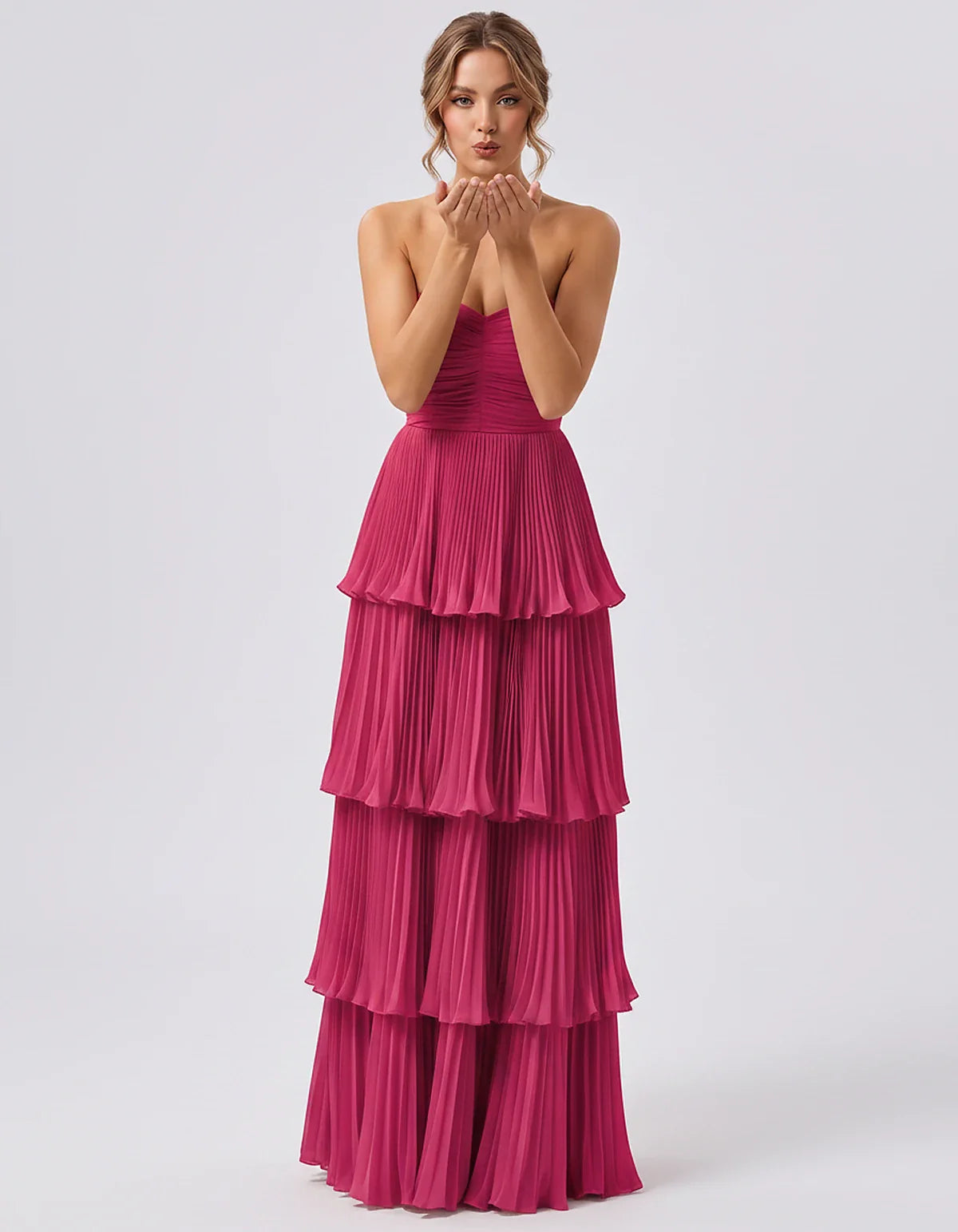 Light Blue,pink,black,burgundy,orange,coral,white,blue,green,sage,red,fuchsia,yellow,beige,silver,purple Satin Mermaid V-Neck | SKU: VM-483920174615208-FUCHSIA-L,VM-483920174615208-FUCHSIA-M,VM-483920174615208-FUCHSIA-S,VM-483920174615208-FUCHSIA-XL,VM-483920174615208-FUCHSIA-XS