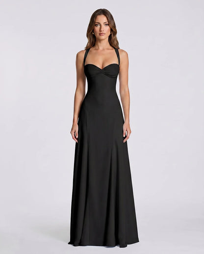 Blue,yellow,black,white Satin Mermaid V-Neck Spaghetti Strap Maxi Dress | Formal Events, Celebrations & Wedding Season, front