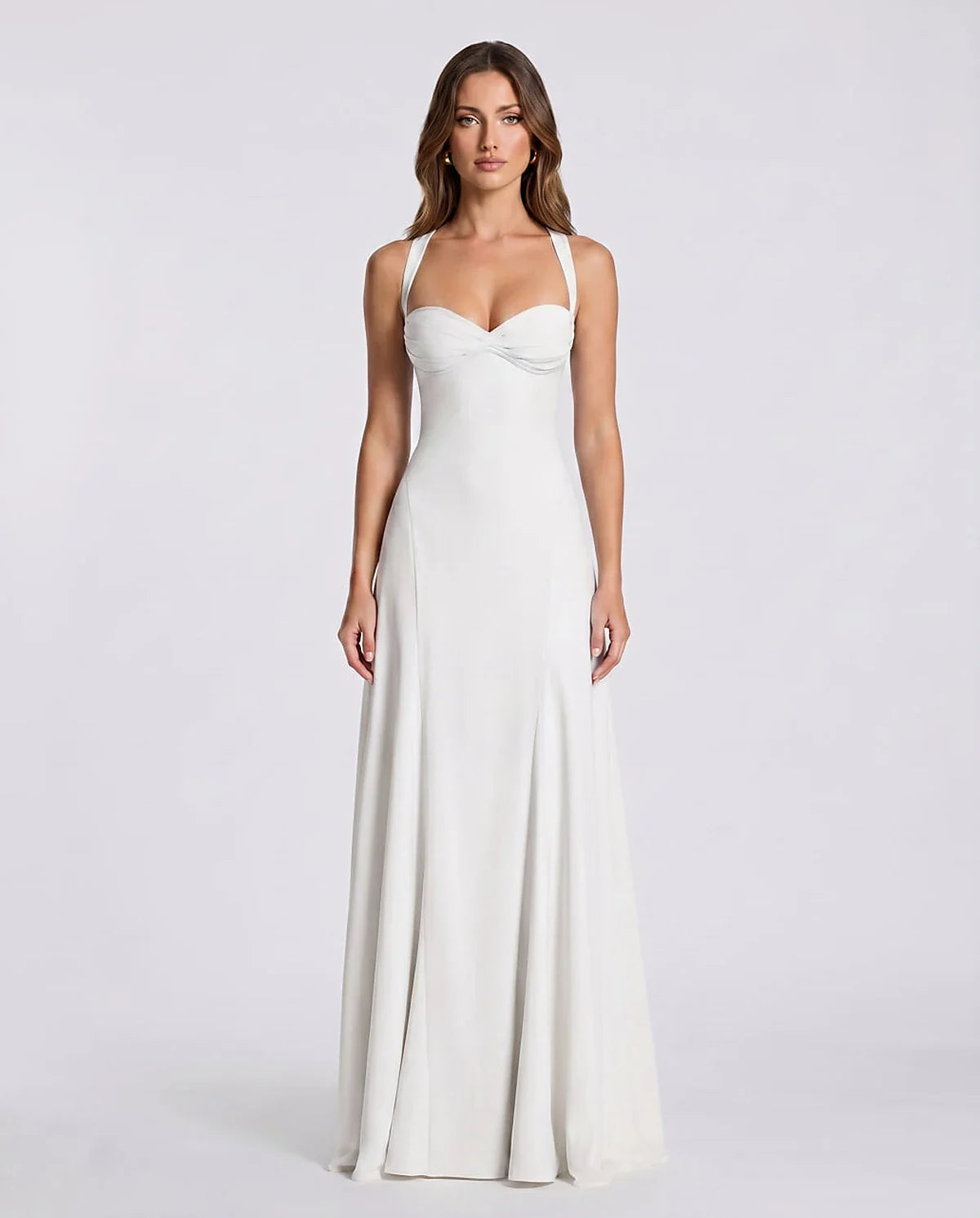Blue,yellow,black,white Satin Mermaid V-Neck Spaghetti Strap Maxi Dress | Formal Events, Celebrations & Wedding Season, front