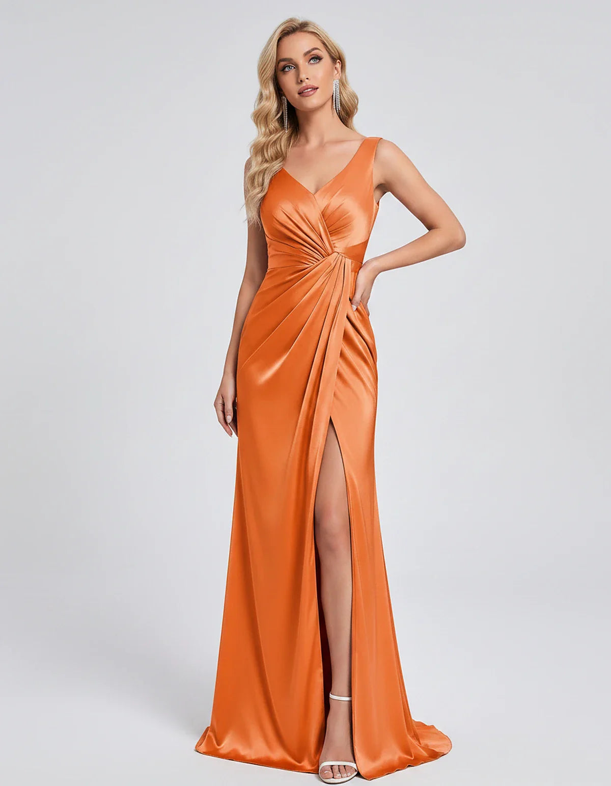 Orange,royal Blue,black,navy,turquoise,sage,dusty Rose,coral,green,dusty Blue,blush,burgundy,silver,tan,yellow,fuchsia Satin | SKU: VM-583920174628451-ORANGE-L,VM-583920174628451-ORANGE-M,VM-583920174628451-ORANGE-S,VM-583920174628451-ORANGE-XL,VM-583920174628451-ORANGE-XS