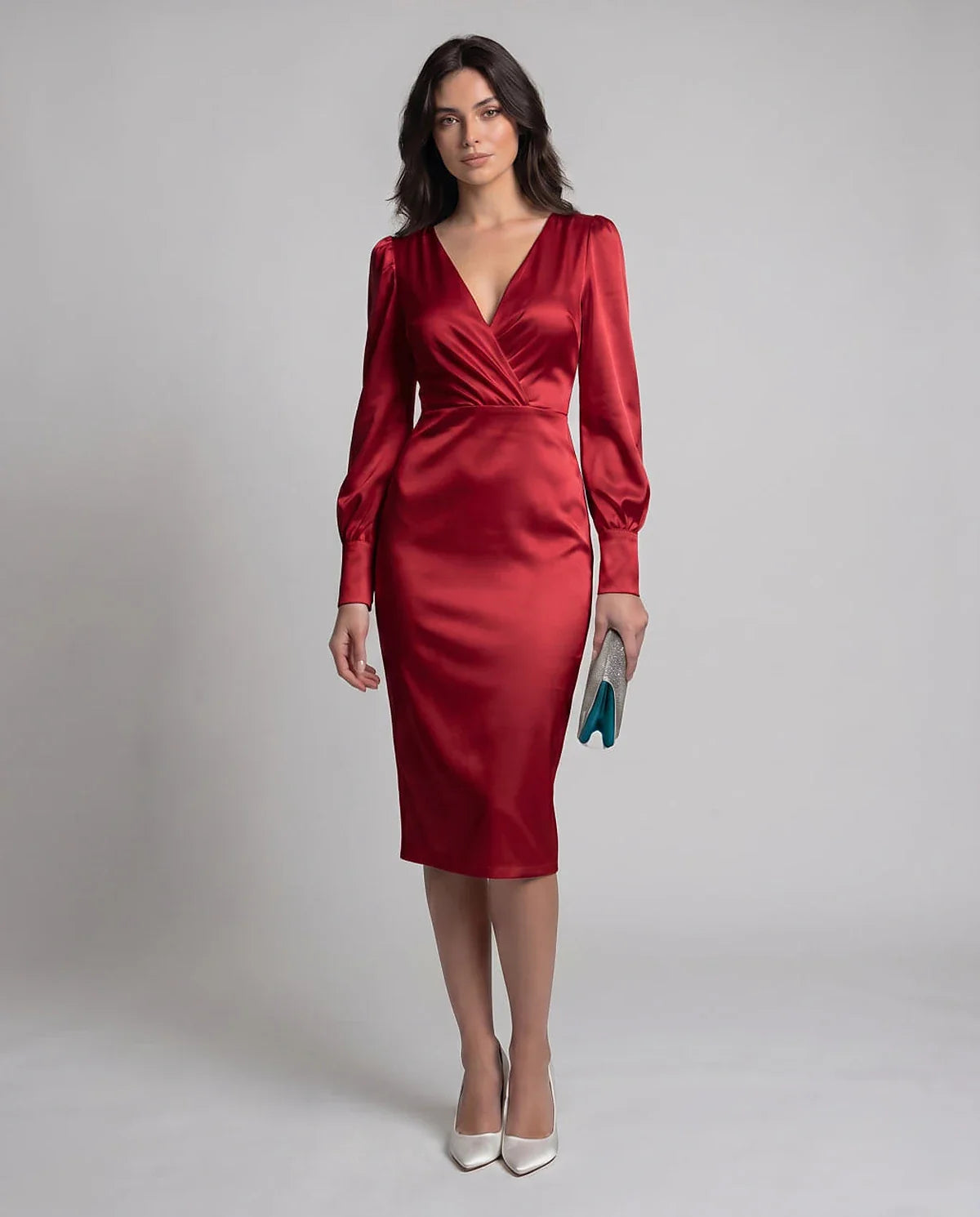 White,turquoise,black,burgundy Cotton Slip Round Neck Sleeveless Midi Dress | Prom, Cocktail Hour, Daily Wear & Brunch, front
