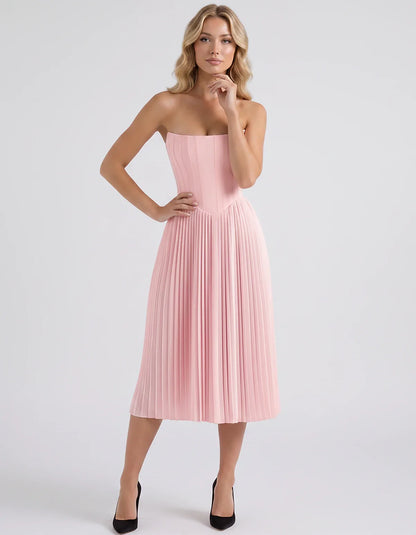 Plum,black,light Blue,blush,lavender,royal Blue,wine,navy,lilac,pink,red,white Satin Slip Strapless Midi Dress | Formal Event | SKU: VMD-482716395104827-BLUSH-L,VMD-482716395104827-BLUSH-M,VMD-482716395104827-BLUSH-S,VMD-482716395104827-BLUSH-XL,VMD-482716395104827-BLUSH-XS