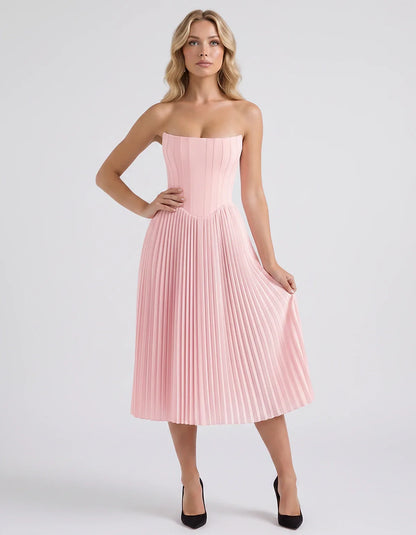 Plum,black,light Blue,blush,lavender,royal Blue,wine,navy,lilac,pink,red,white Satin Slip Strapless Midi Dress | Formal Event | SKU: VMD-482716395104827-BLUSH-L,VMD-482716395104827-BLUSH-M,VMD-482716395104827-BLUSH-S,VMD-482716395104827-BLUSH-XL,VMD-482716395104827-BLUSH-XS
