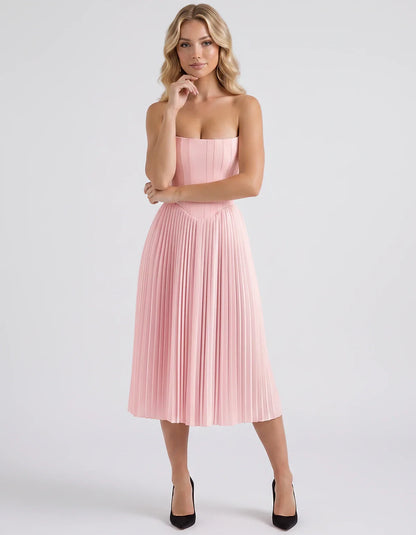 Plum,black,light Blue,blush,lavender,royal Blue,wine,navy,lilac,pink,red,white Satin Slip Strapless Midi Dress | Formal Event | SKU: VMD-482716395104827-BLUSH-L,VMD-482716395104827-BLUSH-M,VMD-482716395104827-BLUSH-S,VMD-482716395104827-BLUSH-XL,VMD-482716395104827-BLUSH-XS