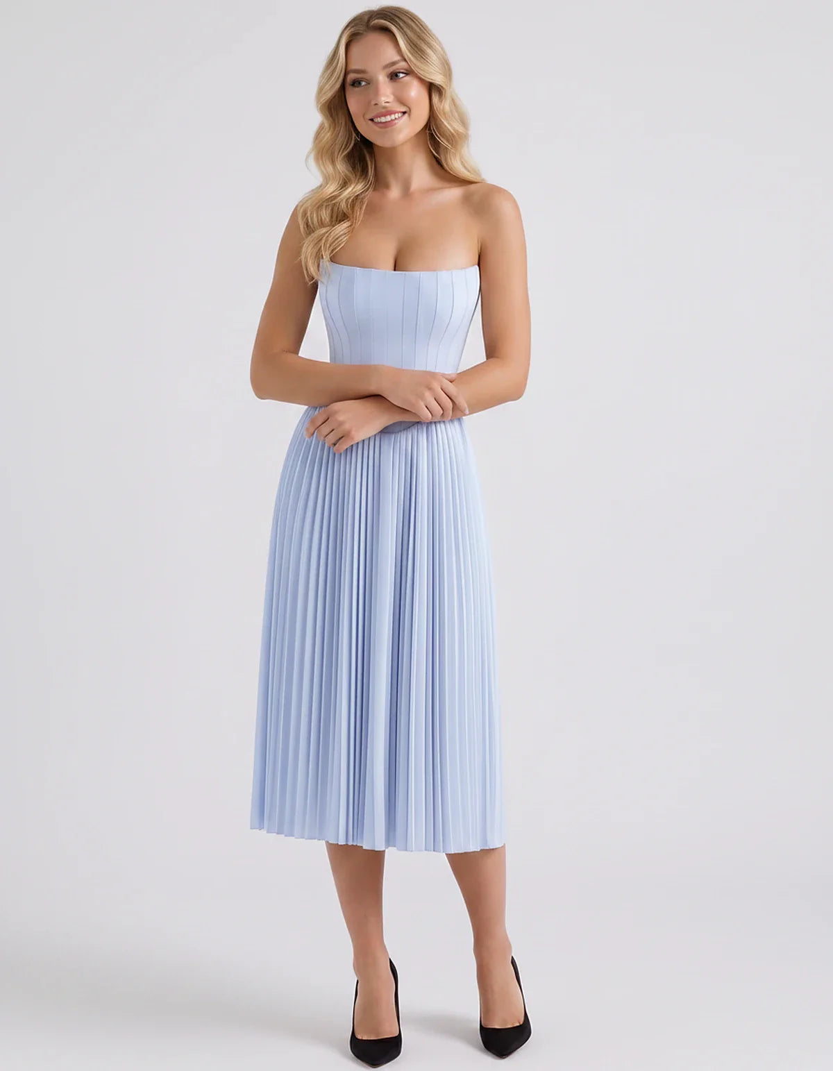 Plum,black,light Blue,blush,lavender,royal Blue,wine,navy,lilac,pink,red,white Satin Slip Strapless Midi Dress | Formal Event | SKU: VMD-482716395104827-LAVENDER-L,VMD-482716395104827-LAVENDER-M,VMD-482716395104827-LAVENDER-S,VMD-482716395104827-LAVENDER-XL,VMD-482716395104827-LAVENDER-XS