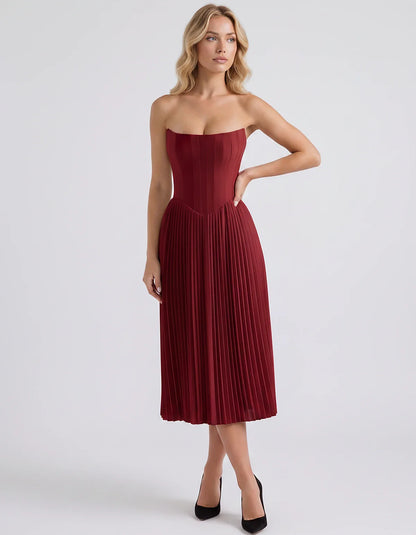 Plum,black,light Blue,blush,lavender,royal Blue,wine,navy,lilac,pink,red,white Satin Slip Strapless Midi Dress | Formal Event | SKU: VMD-482716395104827-WINE-L,VMD-482716395104827-WINE-M,VMD-482716395104827-WINE-S,VMD-482716395104827-WINE-XL,VMD-482716395104827-WINE-XS