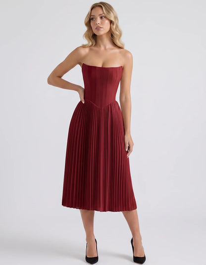 Plum,black,light Blue,blush,lavender,royal Blue,wine,navy,lilac,pink,red,white Satin Slip Strapless Midi Dress | Formal Event | SKU: VMD-482716395104827-WINE-L,VMD-482716395104827-WINE-M,VMD-482716395104827-WINE-S,VMD-482716395104827-WINE-XL,VMD-482716395104827-WINE-XS