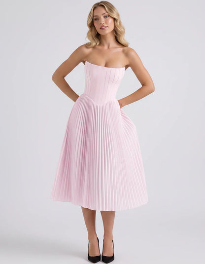 Plum,black,light Blue,blush,lavender,royal Blue,wine,navy,lilac,pink,red,white Satin Slip Strapless Midi Dress | Formal Event | SKU: VMD-482716395104827-PINK-L,VMD-482716395104827-PINK-M,VMD-482716395104827-PINK-S,VMD-482716395104827-PINK-XL,VMD-482716395104827-PINK-XS