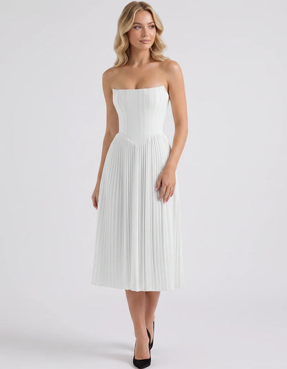 Plum,black,light Blue,blush,lavender,royal Blue,wine,navy,lilac,pink,red,white Satin Slip Strapless Midi Dress | Formal Event | SKU: VMD-482716395104827-WHITE-L,VMD-482716395104827-WHITE-M,VMD-482716395104827-WHITE-S,VMD-482716395104827-WHITE-XL,VMD-482716395104827-WHITE-XS