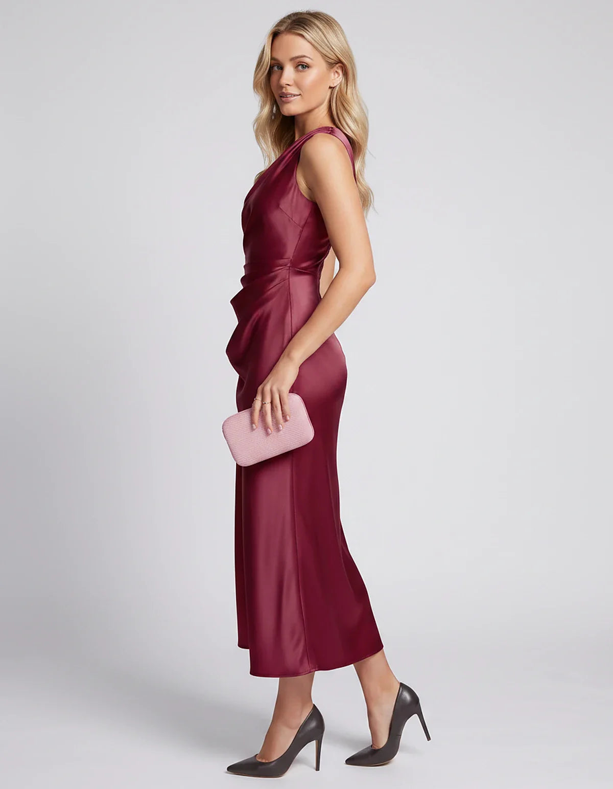 White,black,blue,red,navy,orange,brown,beige Satin Slip Round Neck Sleeveless Midi Dress | Black-Tie Events, Cocktail Hour & | SKU: VD-483920174651208-RED-L,VD-483920174651208-RED-M,VD-483920174651208-RED-S,VD-483920174651208-RED-XL,VD-483920174651208-RED-XS