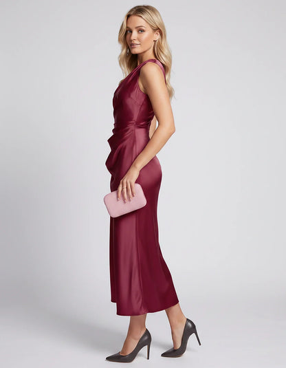 White,black,blue,red,navy,orange,brown,beige Satin Slip Round Neck Sleeveless Midi Dress | Black-Tie Events, Cocktail Hour & | SKU: VD-483920174651208-RED-L,VD-483920174651208-RED-M,VD-483920174651208-RED-S,VD-483920174651208-RED-XL,VD-483920174651208-RED-XS