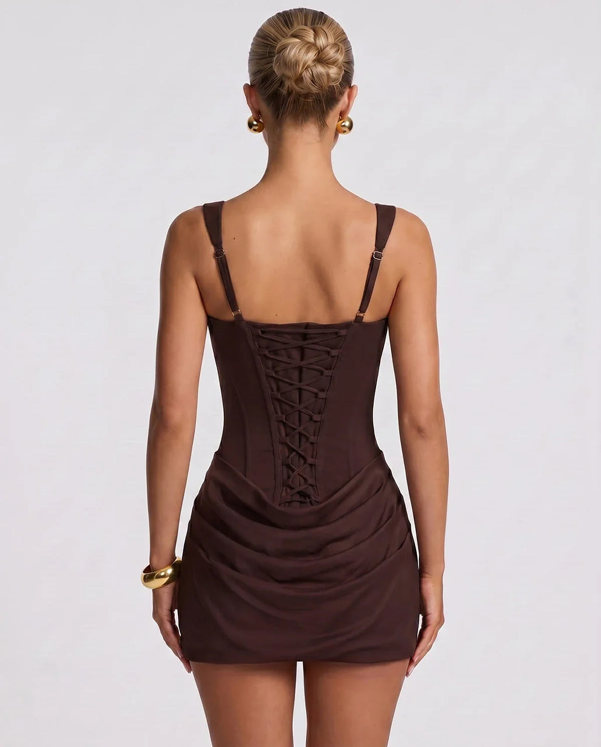 Black,red,blue,brown,pink,purple,white,navy,burgundy,yellow,green,beige Satin Skater Square Neck Long Sleeve Mini Dress | Gal | SKU: VM-582741963852147-BROWN-L,VM-582741963852147-BROWN-M,VM-582741963852147-BROWN-S,VM-582741963852147-BROWN-XL,VM-582741963852147-BROWN-XS