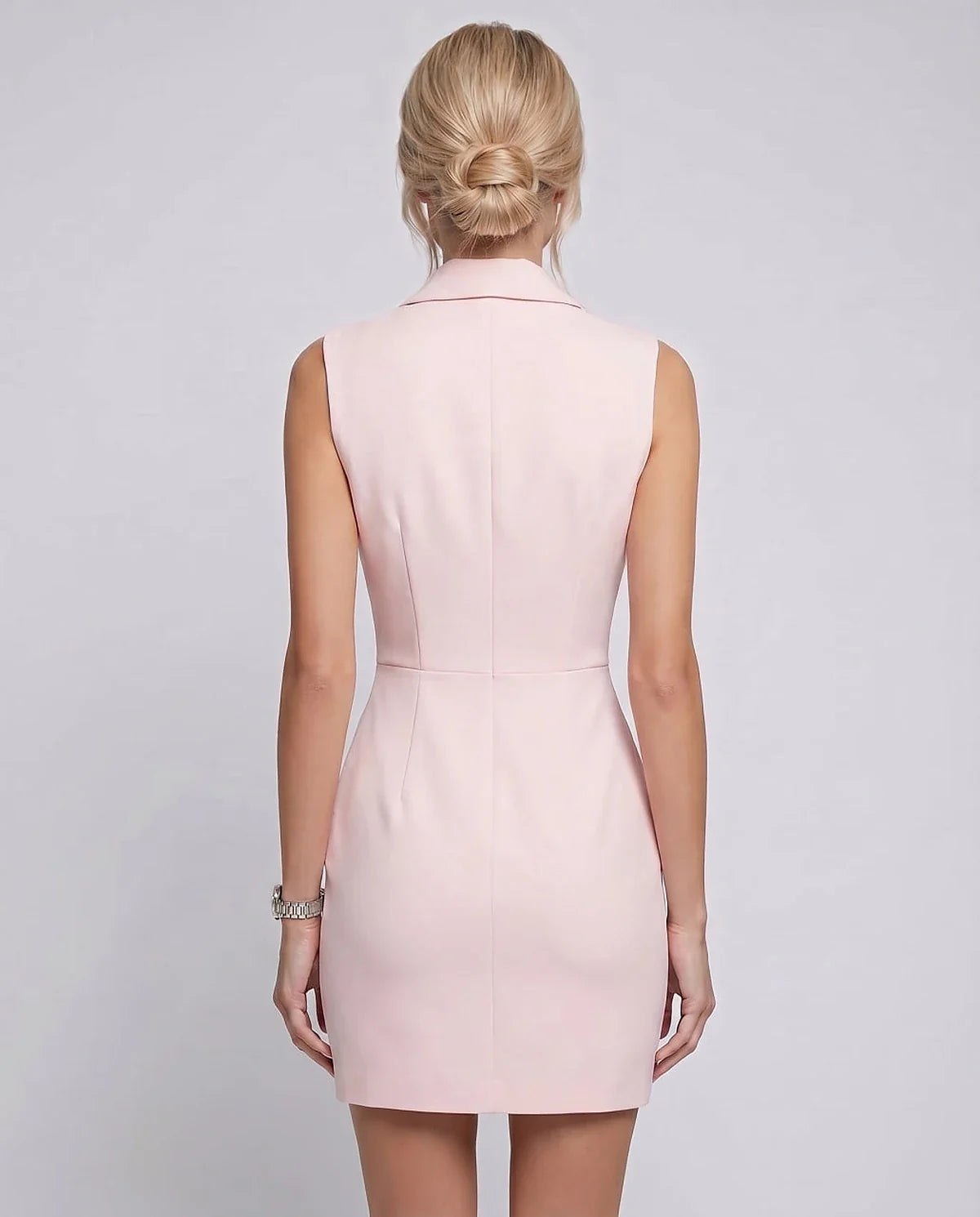 White,light Blue,black,pink Skater V-Neck Long Sleeve Mini Dress | Formal Occasions, Party Nights, Daily Wear & Casual Outing | SKU: VD-583920174628451-PINK-L,VD-583920174628451-PINK-M,VD-583920174628451-PINK-S,VD-583920174628451-PINK-XL,VD-583920174628451-PINK-XS