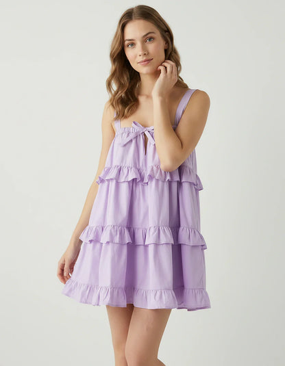 Pink,light Blue,blue,yellow,lilac,white,black,purple Cotton Skater Square Neck Long Sleeve Mini Dress | Black-Tie Events, Cel | SKU: VM-583920174628451-LILAC-L,VM-583920174628451-LILAC-M,VM-583920174628451-LILAC-S,VM-583920174628451-LILAC-XL,VM-583920174628451-LILAC-XS