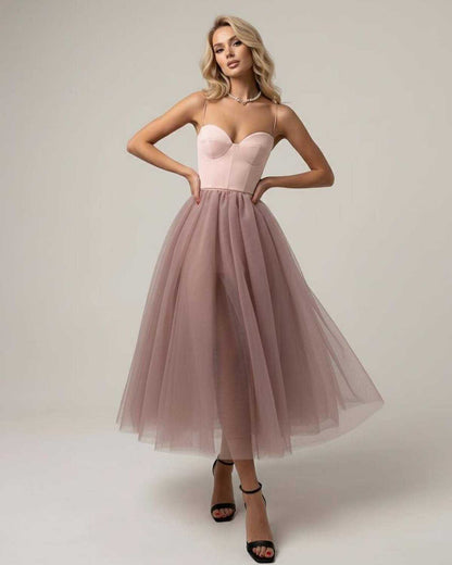 Elegant Velvet Midi Dress by RAMBLION, featuring a structured bodice, airy skirt, perfect for special occasions.