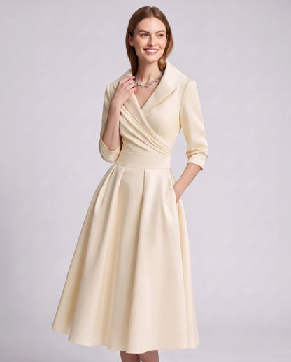 Vendela Midi Dresses — Beige | SKU: RB-0a71eb-beige-XS,RB-0a71eb-beige-S,RB-0a71eb-beige-M,RB-0a71eb-beige-L,RB-0a71eb-beige-XL,RB-0a71eb-beige-2XL