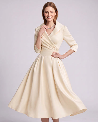 Vendela Midi Dresses — Beige | SKU: RB-0a71eb-beige-XS,RB-0a71eb-beige-S,RB-0a71eb-beige-M,RB-0a71eb-beige-L,RB-0a71eb-beige-XL,RB-0a71eb-beige-2XL