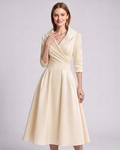 Vendela Midi Dresses — Beige | SKU: RB-0a71eb-beige-XS,RB-0a71eb-beige-S,RB-0a71eb-beige-M,RB-0a71eb-beige-L,RB-0a71eb-beige-XL,RB-0a71eb-beige-2XL