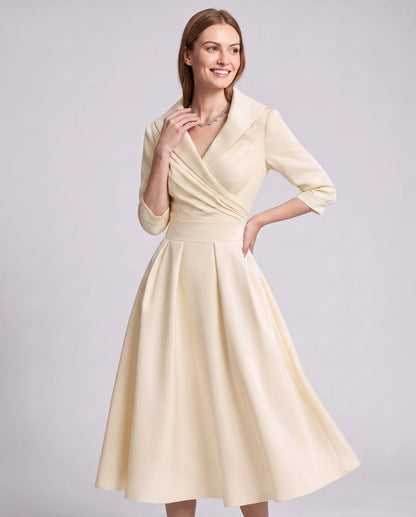 Vendela Midi Dresses — Beige | SKU: RB-0a71eb-beige-XS,RB-0a71eb-beige-S,RB-0a71eb-beige-M,RB-0a71eb-beige-L,RB-0a71eb-beige-XL,RB-0a71eb-beige-2XL