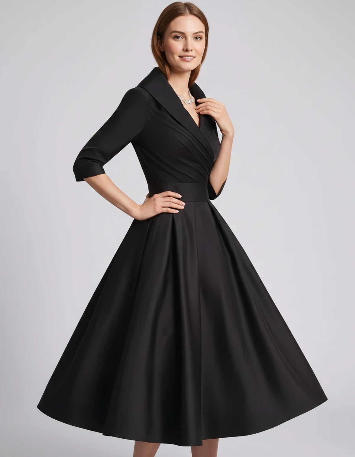 Vendela Midi Dresses — Black | SKU: RB-0a71eb-black-XS,RB-0a71eb-black-S,RB-0a71eb-black-M,RB-0a71eb-black-L,RB-0a71eb-black-XL,RB-0a71eb-black-2XL