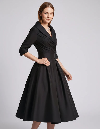 Vendela Midi Dresses — Black | SKU: RB-0a71eb-black-XS,RB-0a71eb-black-S,RB-0a71eb-black-M,RB-0a71eb-black-L,RB-0a71eb-black-XL,RB-0a71eb-black-2XL