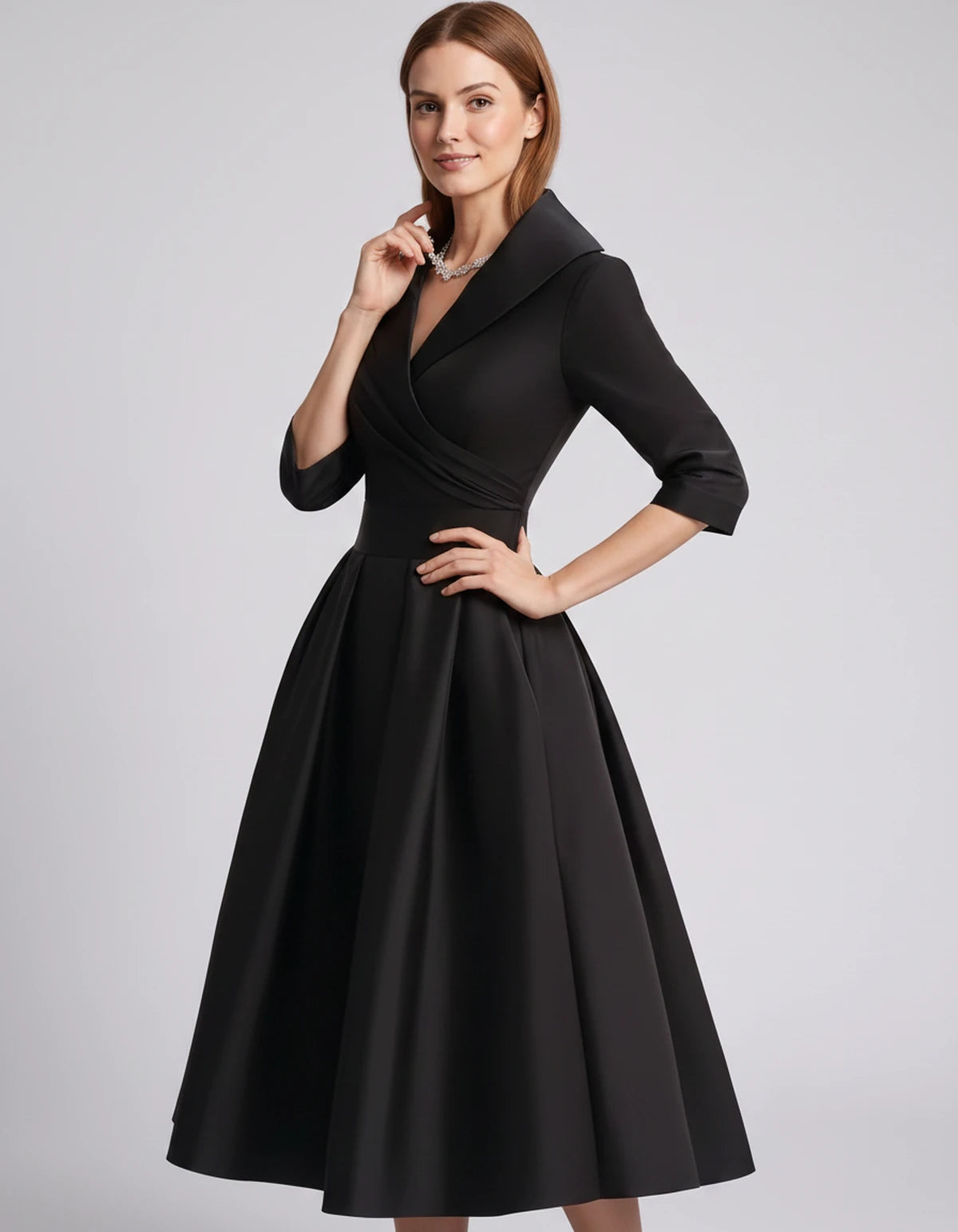 Vendela Midi Dresses — Black | SKU: RB-0a71eb-black-XS,RB-0a71eb-black-S,RB-0a71eb-black-M,RB-0a71eb-black-L,RB-0a71eb-black-XL,RB-0a71eb-black-2XL