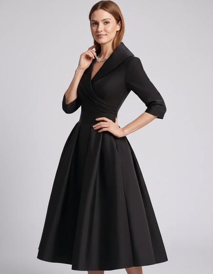 Vendela Midi Dresses — Black | SKU: RB-0a71eb-black-XS,RB-0a71eb-black-S,RB-0a71eb-black-M,RB-0a71eb-black-L,RB-0a71eb-black-XL,RB-0a71eb-black-2XL