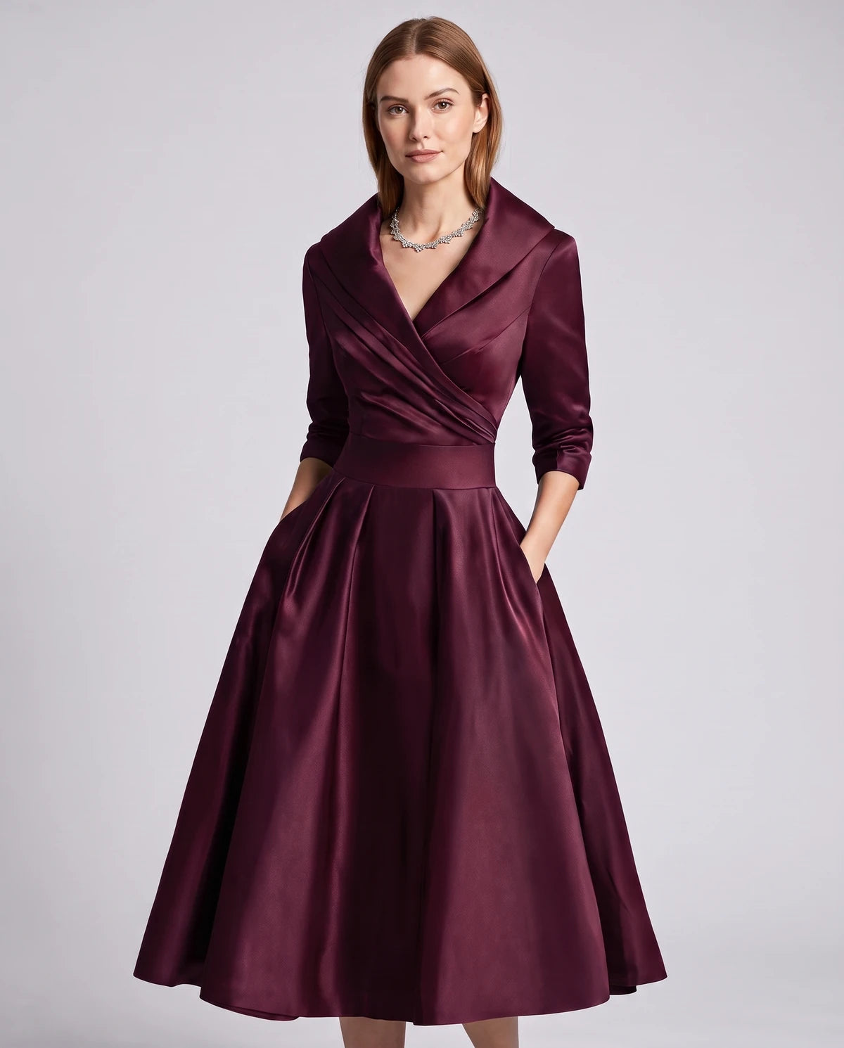 Vendela Midi Dresses — Burgundy