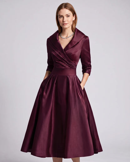 Vendela Midi Dresses — Burgundy