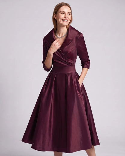Vendela Midi Dresses — Burgundy | SKU: RB-0a71eb-burgundy-XS,RB-0a71eb-burgundy-S,RB-0a71eb-burgundy-M,RB-0a71eb-burgundy-L,RB-0a71eb-burgundy-XL,RB-0a71eb-burgundy-2XL