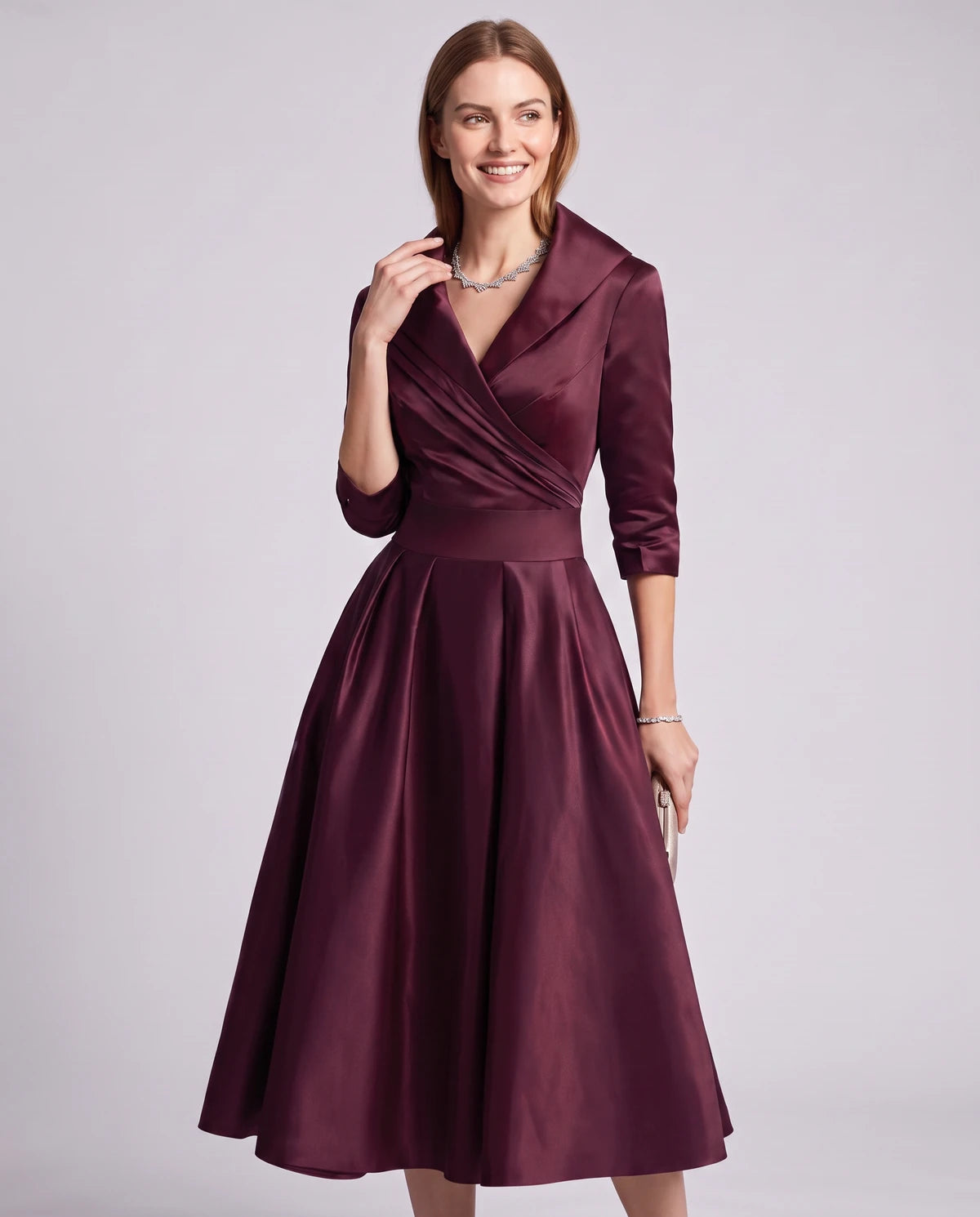Vendela Midi Dresses — Burgundy | SKU: RB-0a71eb-burgundy-XS,RB-0a71eb-burgundy-S,RB-0a71eb-burgundy-M,RB-0a71eb-burgundy-L,RB-0a71eb-burgundy-XL,RB-0a71eb-burgundy-2XL