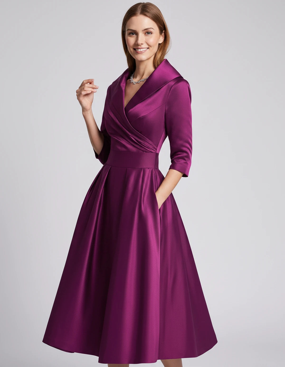 Vendela Midi Dresses — Fuchsia | SKU: RB-0a71eb-fuchsia-XS,RB-0a71eb-fuchsia-S,RB-0a71eb-fuchsia-M,RB-0a71eb-fuchsia-L,RB-0a71eb-fuchsia-XL,RB-0a71eb-fuchsia-2XL