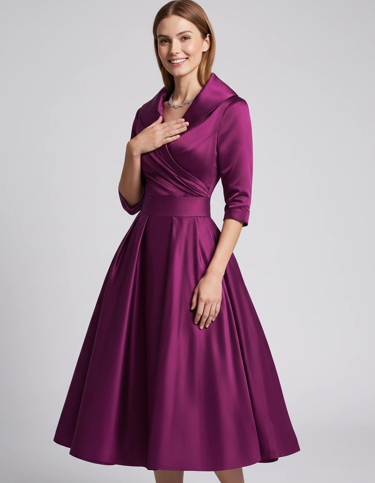 Vendela Midi Dresses — Fuchsia | SKU: RB-0a71eb-fuchsia-XS,RB-0a71eb-fuchsia-S,RB-0a71eb-fuchsia-M,RB-0a71eb-fuchsia-L,RB-0a71eb-fuchsia-XL,RB-0a71eb-fuchsia-2XL