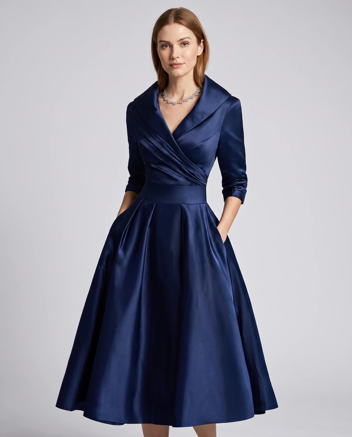 Vendela Midi Dresses — Navy Blue